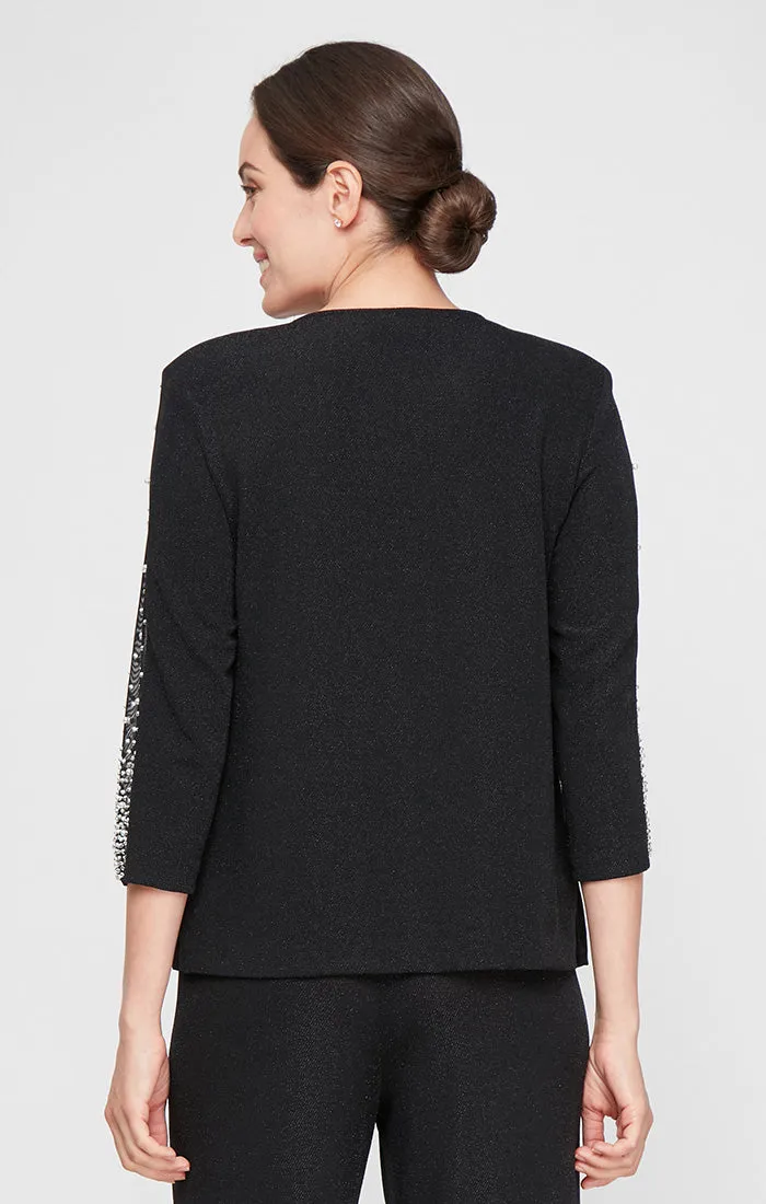 3/4 Sleeve Mock Metallic Knit Twinset with Heat Set Illusion Bell Sleeves & Hook Neck Closure sold by Alex Evenings product image thumbnail 2