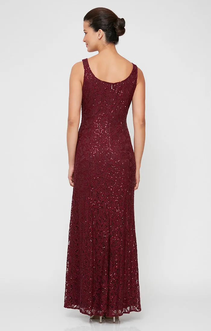 Regular - Sequin Lace Long A-Line Dress with 3/4 Sleeve Illusion Jacket sold by Alex Evenings product image thumbnail 4