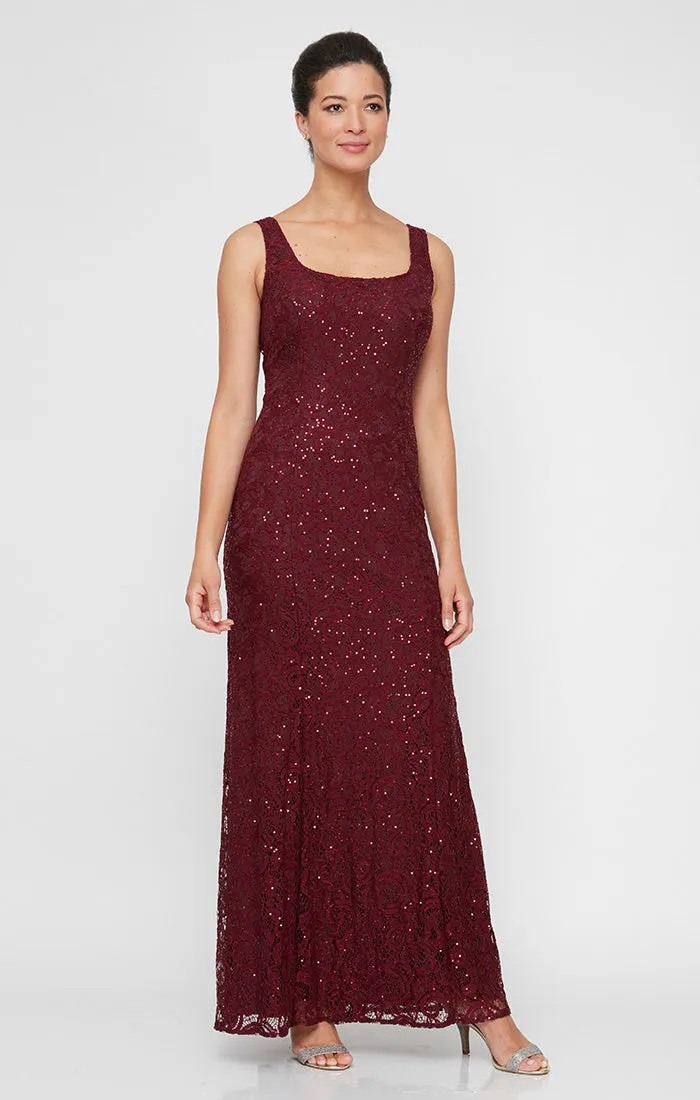 Regular - Sequin Lace Long A-Line Dress with 3/4 Sleeve Illusion Jacket sold by Alex Evenings product image thumbnail 2