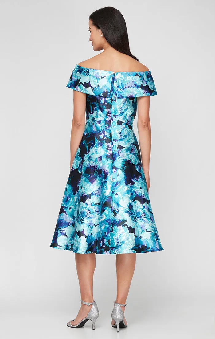 Regular - Midi Printed Mikado A-Line Dress sold by Alex Evenings product image thumbnail 2