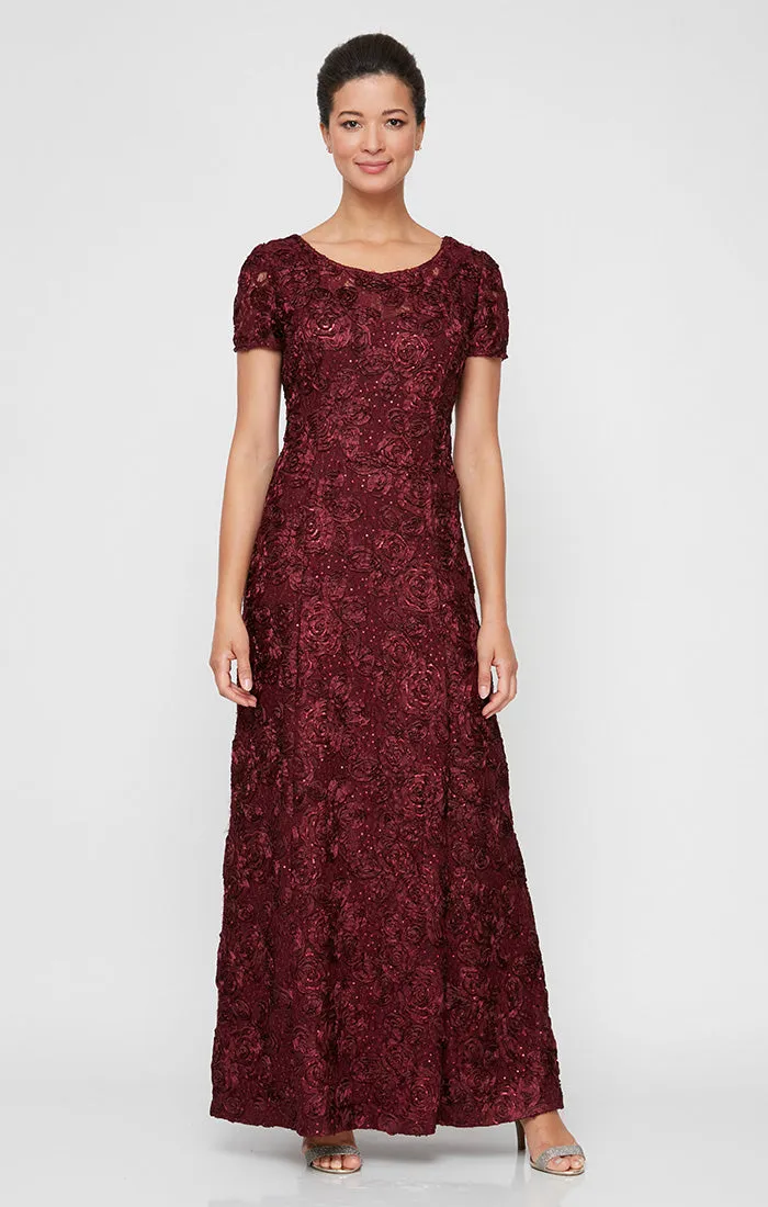 Regular - Evelyn Rosette Lace Long Gown sold by Alex Evenings