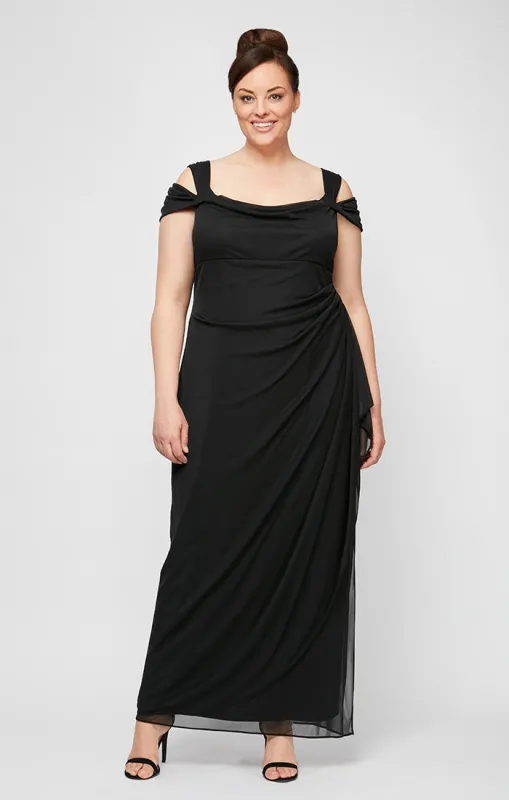 Plus Lindsay Cold Shoulder Mesh Gown sold by Alex Evenings