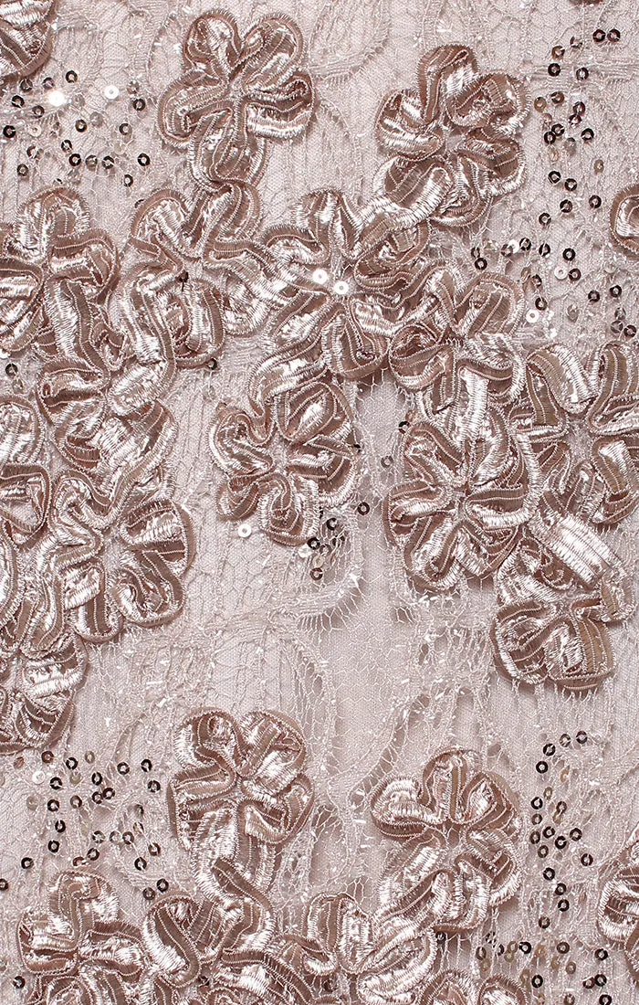 Plus - Tea-Length V-Neck Sequin Soutache Dress with Cold Shoulder Sleeves sold by Alex Evenings product image thumbnail 3