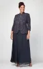 Plus Glitter Jacquard Knit Jacket Dress with Mandarin Neckline sold by Alex Evenings