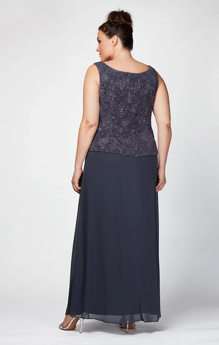 Plus Glitter Jacquard Knit Jacket Dress with Mandarin Neckline sold by Alex Evenings product image thumbnail 4