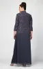 Plus Glitter Jacquard Knit Jacket Dress with Mandarin Neckline sold by Alex Evenings