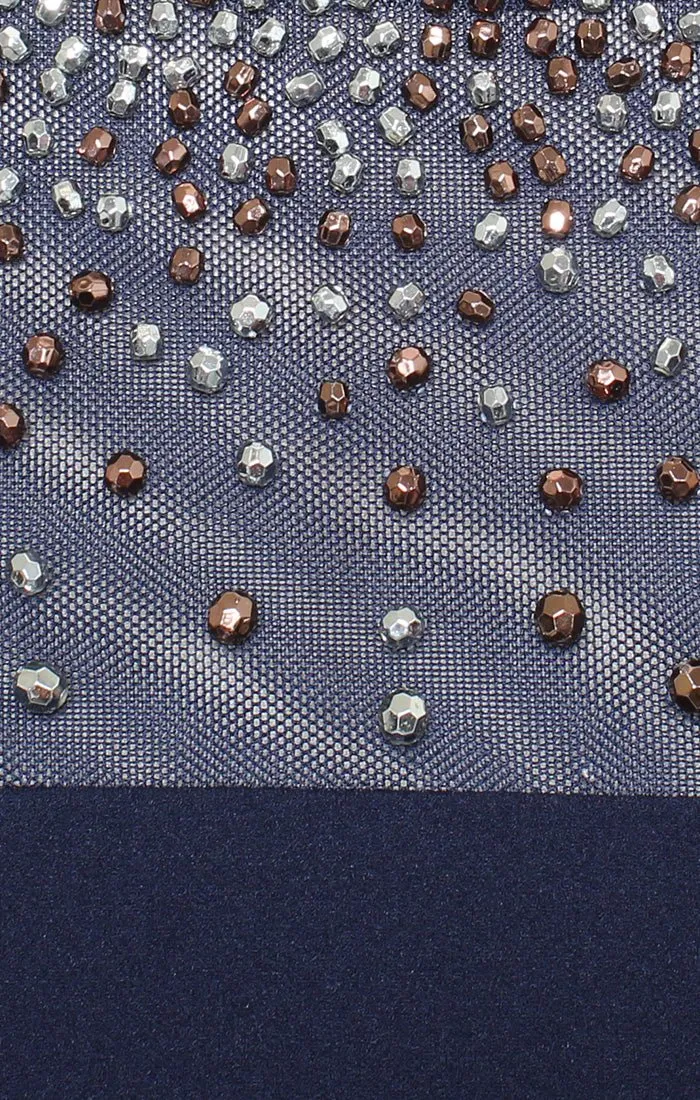 Long Column Stretch Crepe Gown with Heat Set Illusion Neckline & Bell Sleeves sold by Alex Evenings product image thumbnail 3