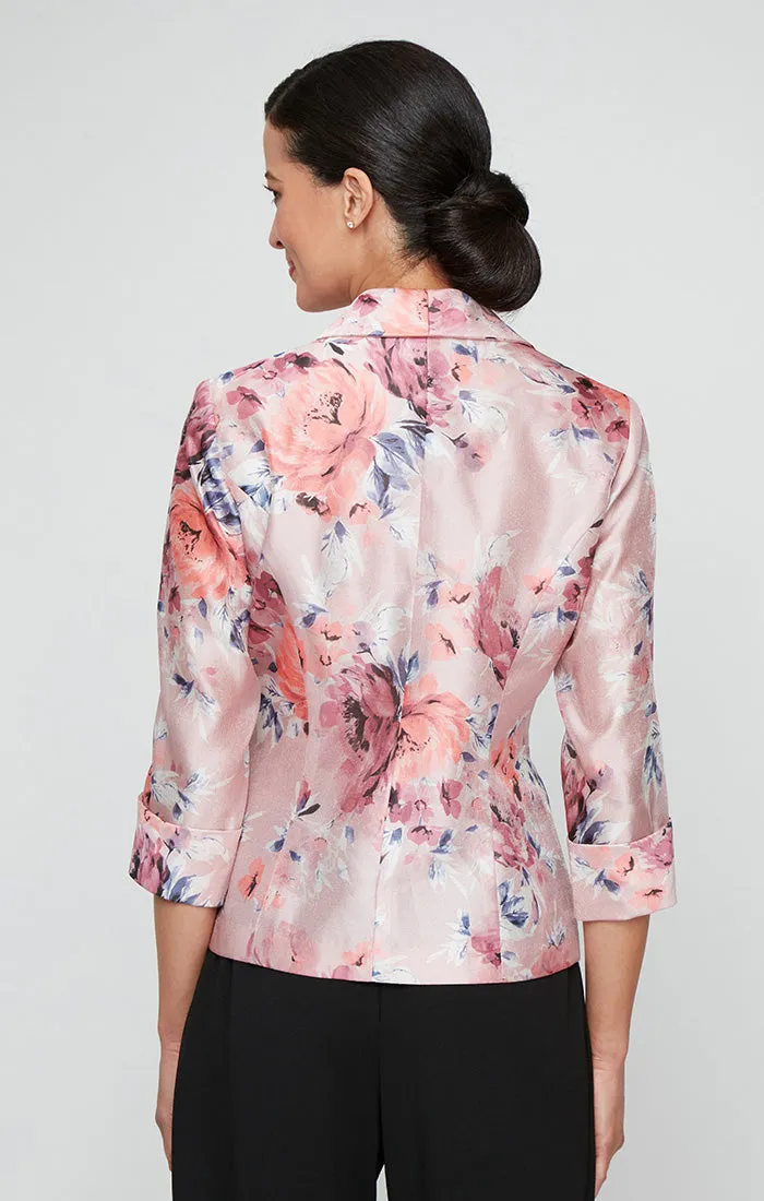 Petite - 3/4 Sleeve Printed Organza Side Closure Blouse with Illusion Sleeves sold by Alex Evenings product image thumbnail 2