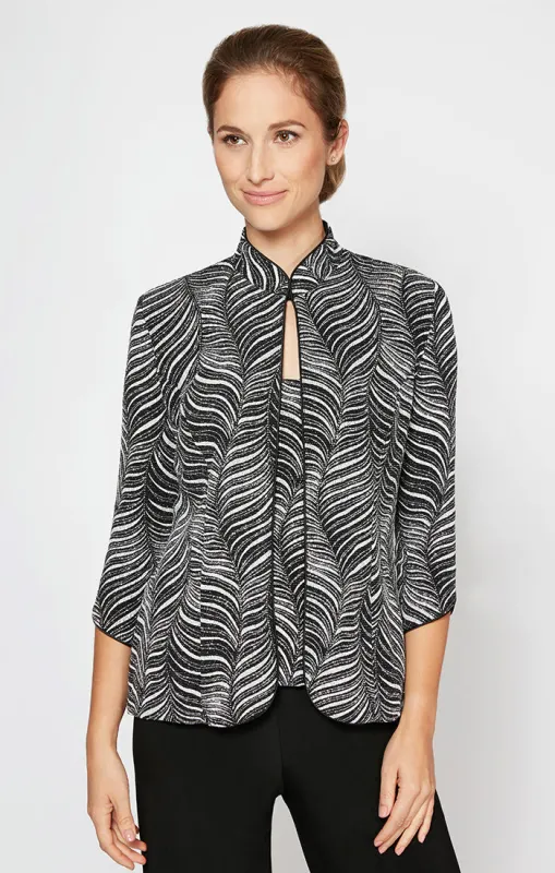 Petite 3/4 Sleeve Glitter Printed Twinset With Mandarin Neck Jacket and Scoop Neck Tank sold by Alex Evenings
