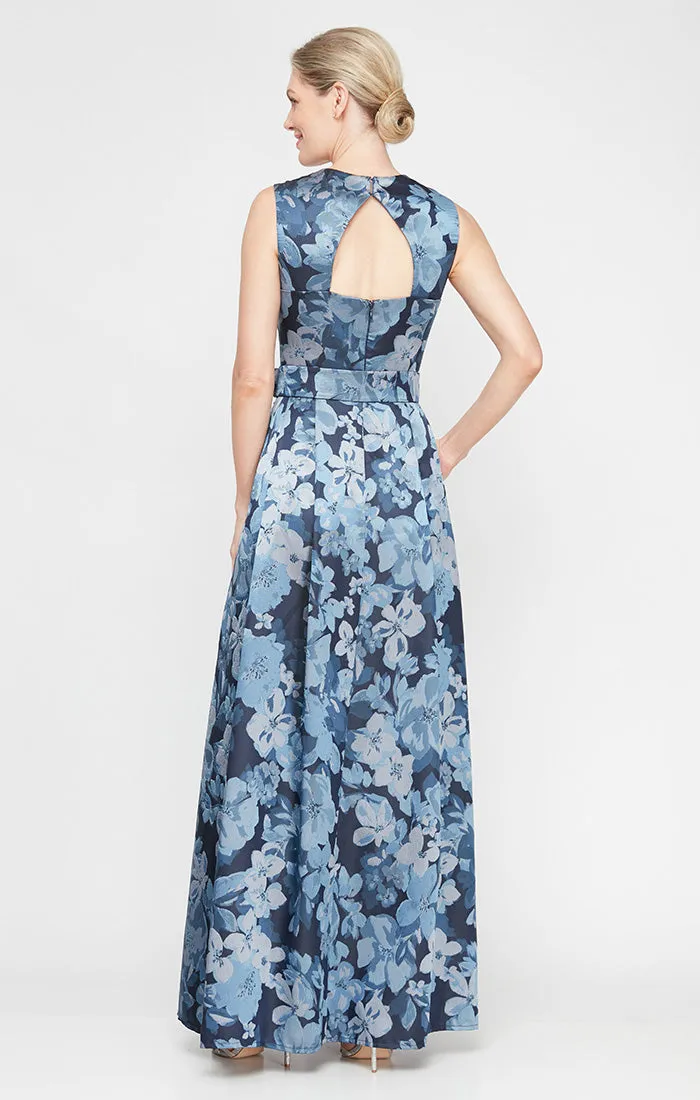 Regular - Sleeveless Printed Jacquard Dress with Square Neckline and Structured Belt sold by Alex Evenings product image thumbnail 2
