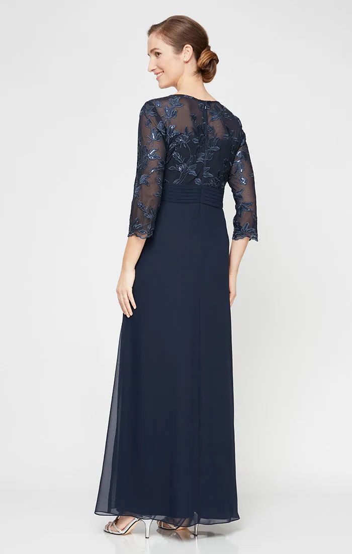 Regular - Gown with Embroidered Sequin Bodice, Pleated Waist & Cascade Skirt sold by Alex Evenings product image thumbnail 2