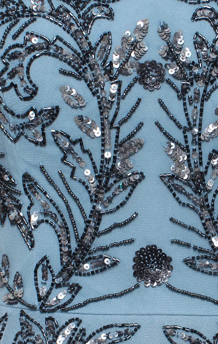 Regular - A-Line Hand Beaded Mock Dress with Illusion Neckline and Elbow Sleeves sold by Alex Evenings product image thumbnail 3