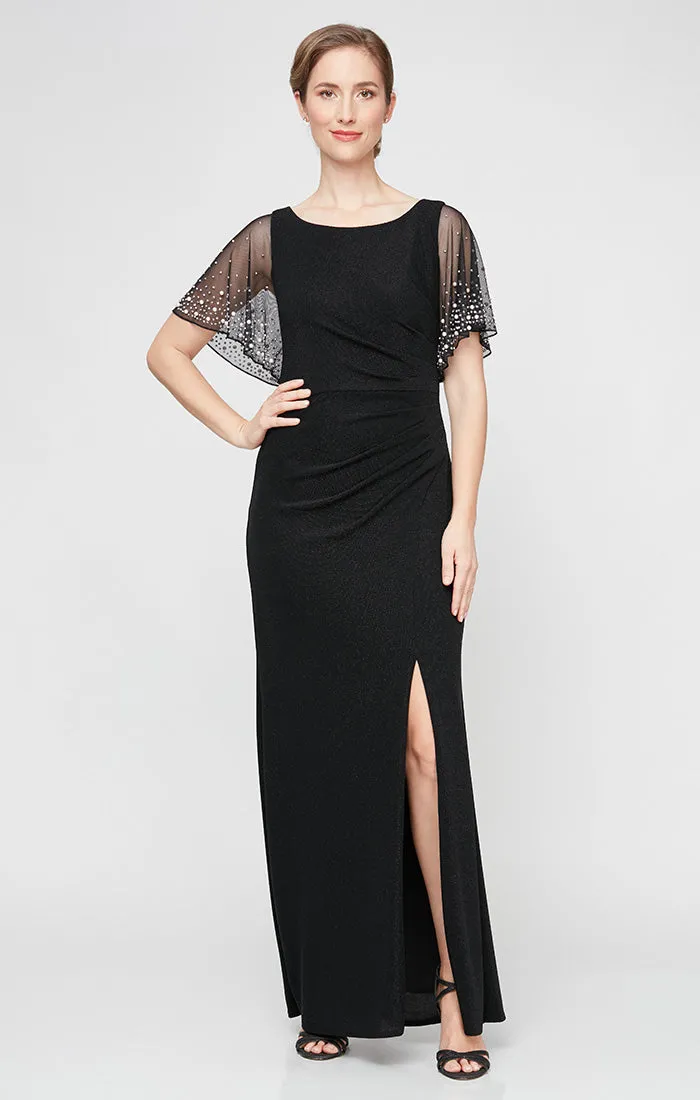 Harper Flutter Sleeve Metallic Knit Dress sold by Alex Evenings product image thumbnail 3