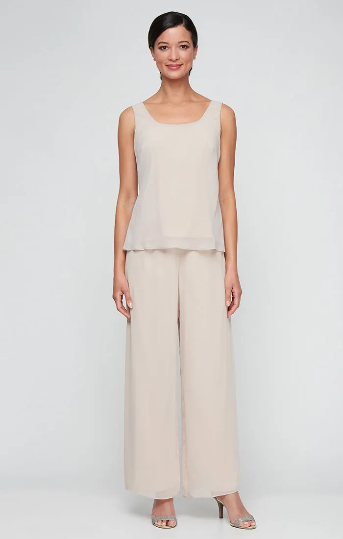 Regular - Twinset with Sequin Detail Crochet Jacket and Chiffon Scoop Neck Tank sold by Alex Evenings product image thumbnail 2