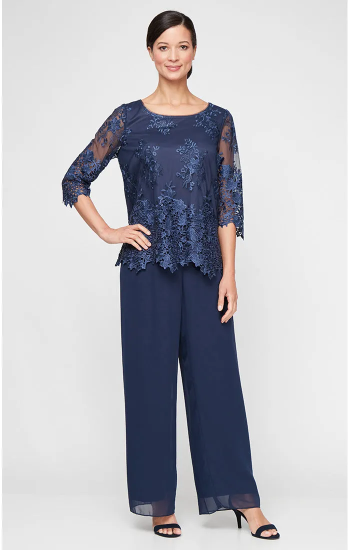 Plus - Embroidered Detail Tunic with Scallop Sleeves & Hem sold by Alex Evenings product image thumbnail 3