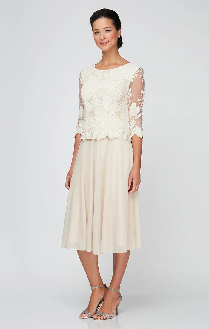 Tea-Length Embroidered Dress sold by Alex Evenings