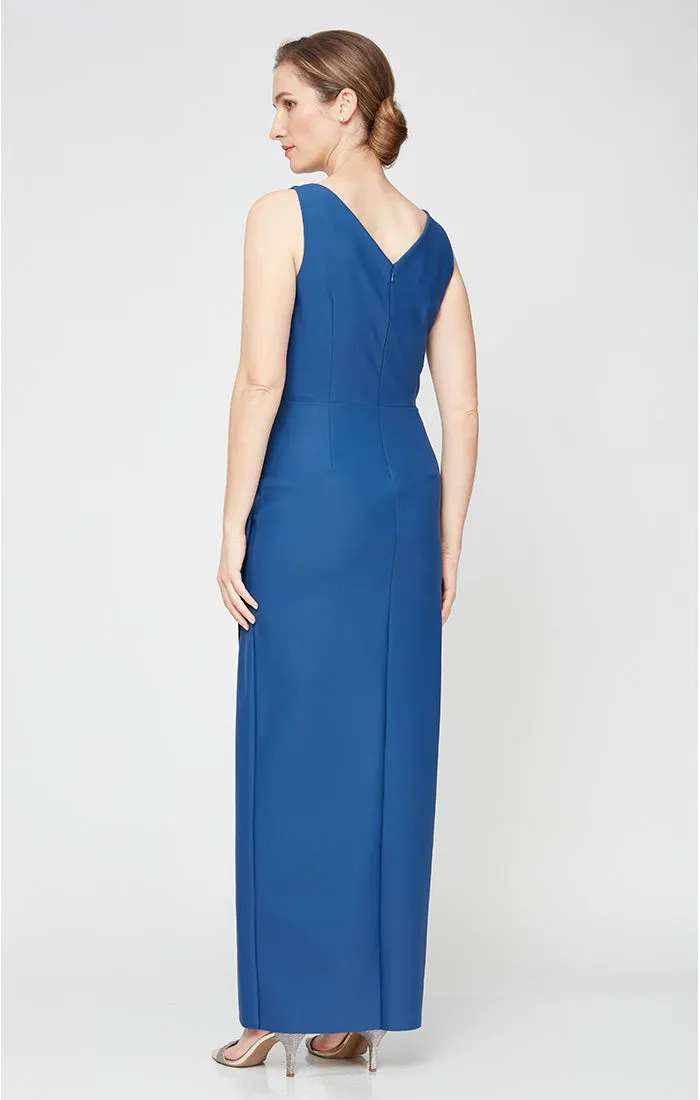 Sleeveless Compression Sheath Gown with Cascade Detail Skirt and Beaded Hip Detail sold by Alex Evenings product image thumbnail 2