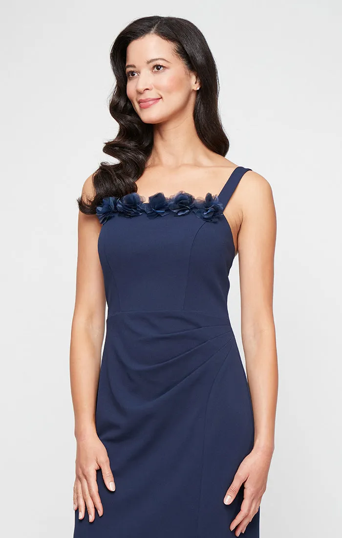 Petite - Stretch Crepe Bolero Jacket Dress with Flower Neckline Detail and Front Slit sold by Alex Evenings product image thumbnail 5