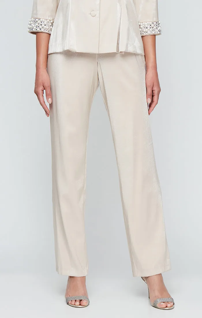 Regular - Straight Leg Stretch Shimmer Pant sold by Alex Evenings