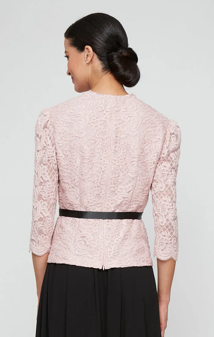 Regular - 3/4 Sleeve Blouse with Scallop Front Detail and Tie Belt sold by Alex Evenings product image thumbnail 2