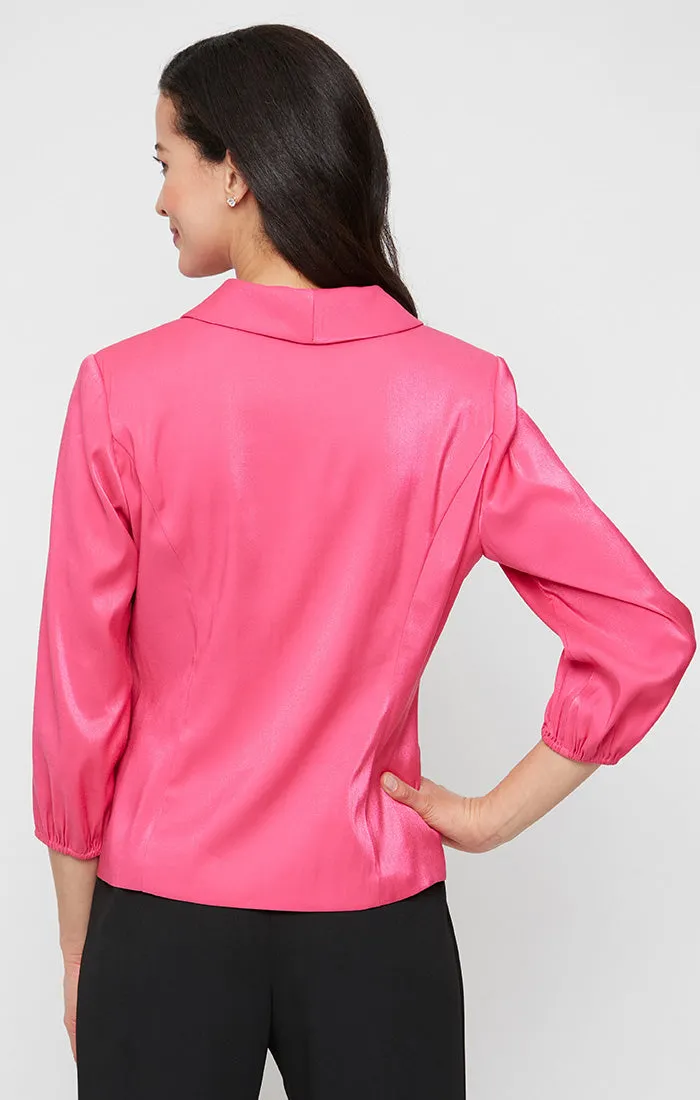 Petite - Stretch Shimmer Blouse with Collar and Center Front Button Closure sold by Alex Evenings product image thumbnail 2