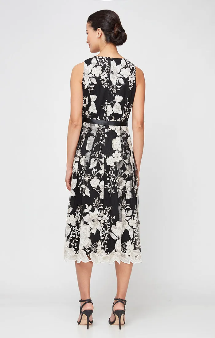 Regular - Embroidered Party Dress with Full Skirt & Satin Tie Belt sold by Alex Evenings product image thumbnail 5