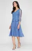 Midi Embroidered Mock Dress with V-Neckline, Illusion Sleeves and Full Chiffon Skirt sold by Alex Evenings