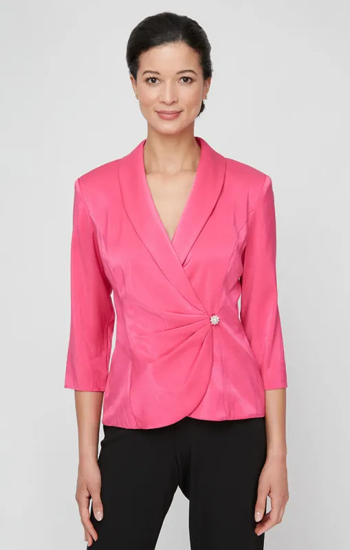 Collared Stretch Shimmer Blouse with Decorative Side Closure sold by Alex Evenings