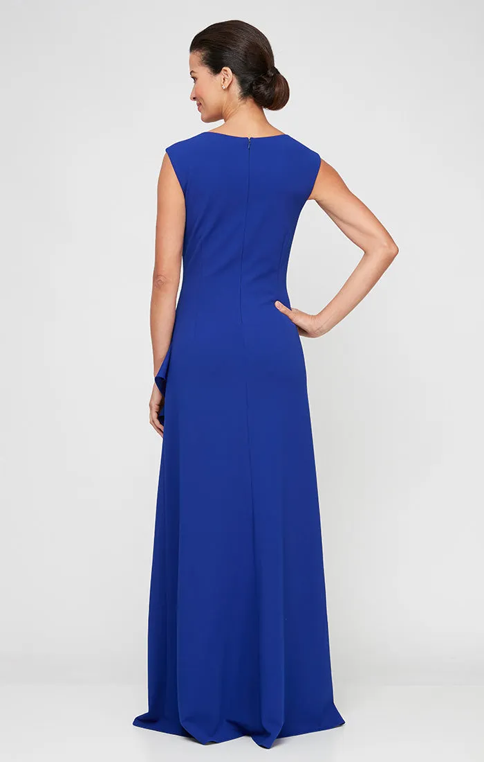 Regular - Square Neck Crepe Dress with Cascade Ruffle Skirt sold by Alex Evenings product image thumbnail 2