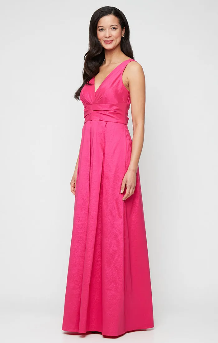 Regular - Stretch Taffeta Sleeveless Dress with V-Neckline sold by Alex Evenings product image thumbnail 4