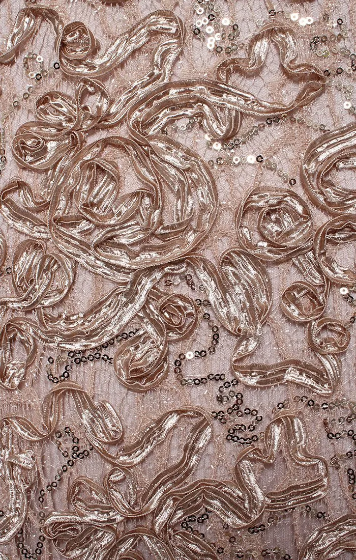 Petite Long Soutache Sweetheart Neckline Dress With Cap Sleeves and Shawl sold by Alex Evenings product image thumbnail 5