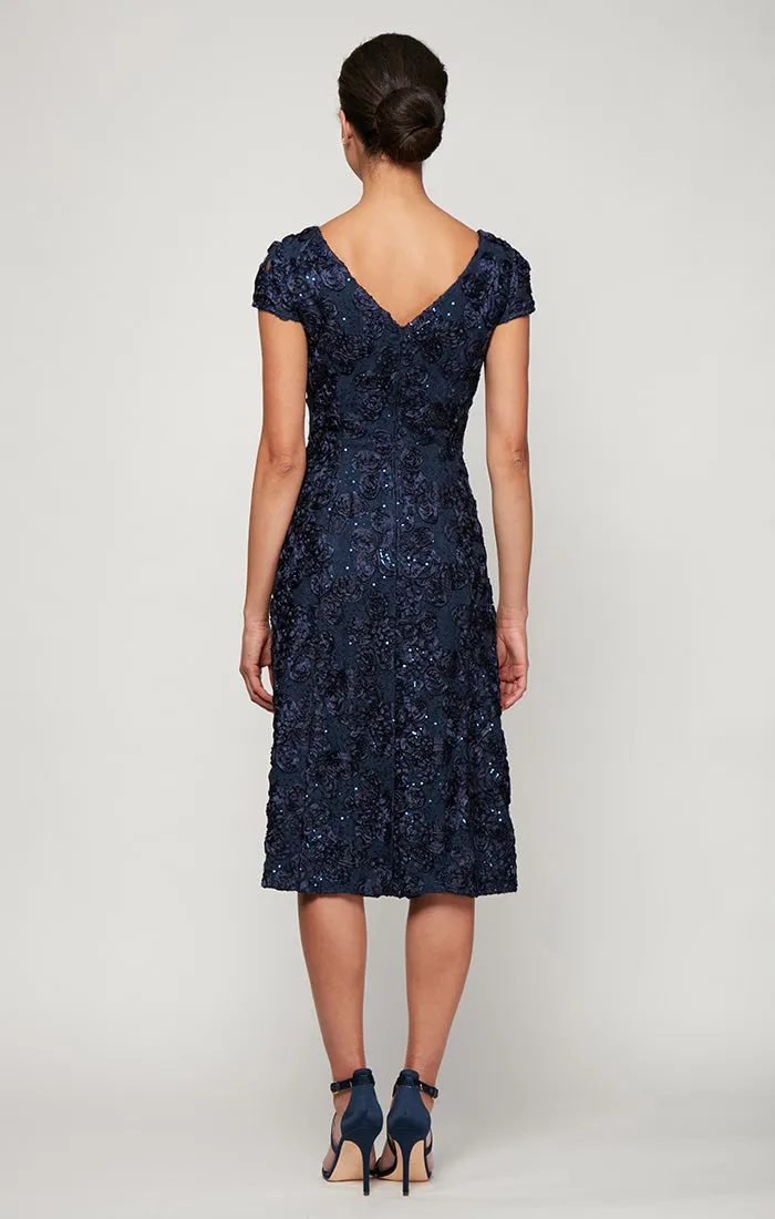 Petite Audrey Rosette Lace Short Dress sold by Alex Evenings product image thumbnail 4