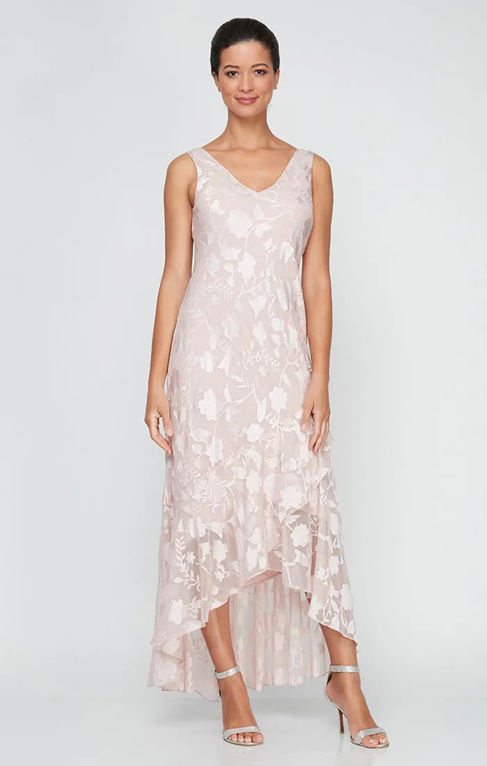 Chiffon Jacket Dress with High/Low Tulip Hem Skirt & Open Cascade Jacket sold by Alex Evenings product image thumbnail 2