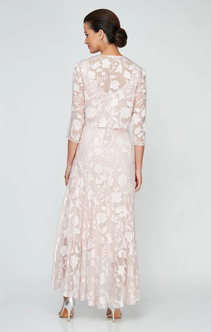 Chiffon Jacket Dress with High/Low Tulip Hem Skirt & Open Cascade Jacket sold by Alex Evenings product image thumbnail 3