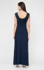 Long Empire Waist Lace and Jersey Gown with Side Ruched Skirt and Cowl Back Detail sold by Alex Evenings