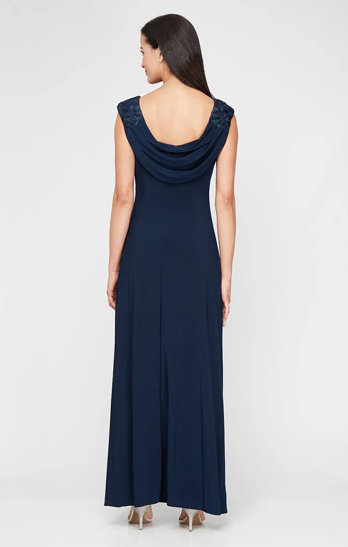 Lace & Jersey Empire Waist Gown with Cowl Back Detail sold by Alex Evenings product image thumbnail 2