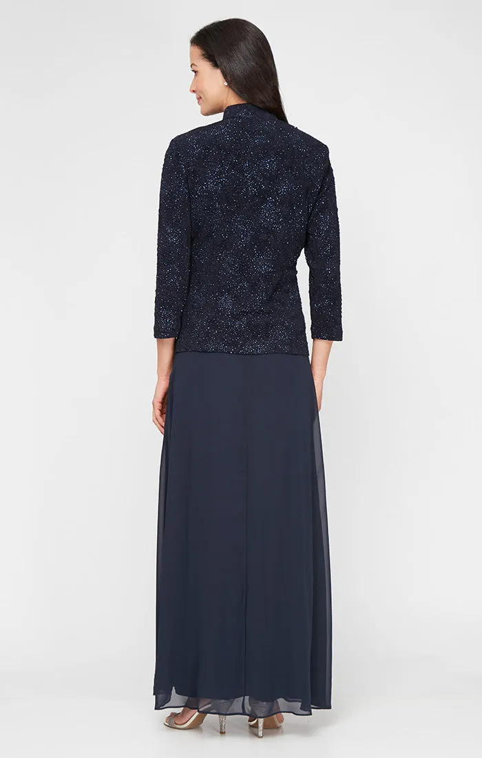 Glitter Jacquard Knit Mandarin-Collar Jacket Dress sold by Alex Evenings product image thumbnail 3