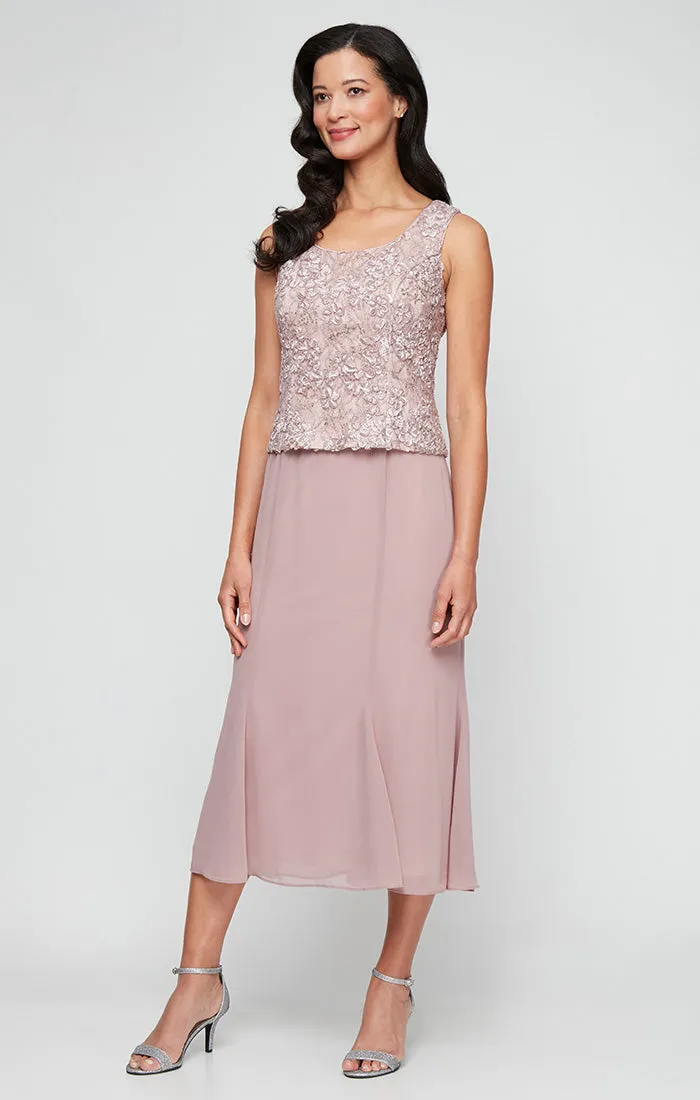 Regular - Tea-Length Soutache Dress with Center Front Button Jacket and Chiffon Skirt sold by Alex Evenings product image thumbnail 2