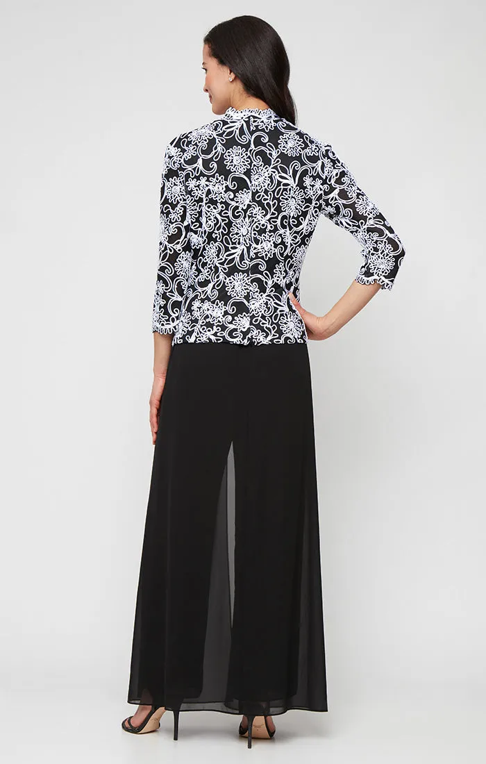 Embroidered Blouse with Center Front Scallop Detail and Illusion Sleeves sold by Alex Evenings product image thumbnail 4