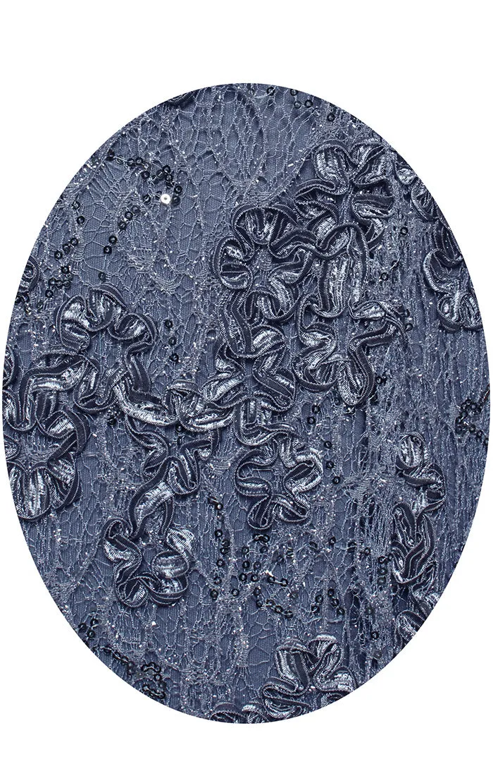 *Long Soutache V-Neck Dress with Short Illusion Sleeves sold by Alex Evenings product image thumbnail 3