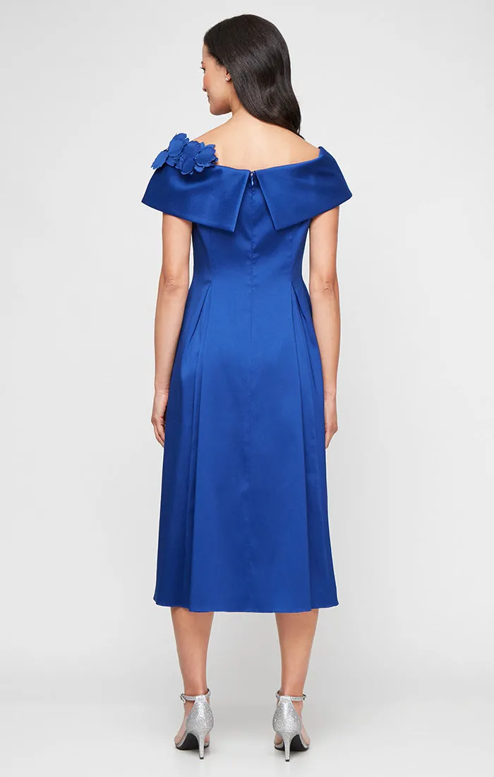 Regular - Midi Mikado A-Line Dress with 3-D Floral Shoulder Detail sold by Alex Evenings product image thumbnail 2
