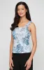 Petite 3/4 Sleeve Printed Jacquard Twinset with Square Neck Tank and Center Front Closure Jacket sold by Alex Evenings