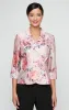 Regular - 3/4 Sleeve Printed Organza Side Closure Blouse with Illusion Sleeves sold by Alex Evenings