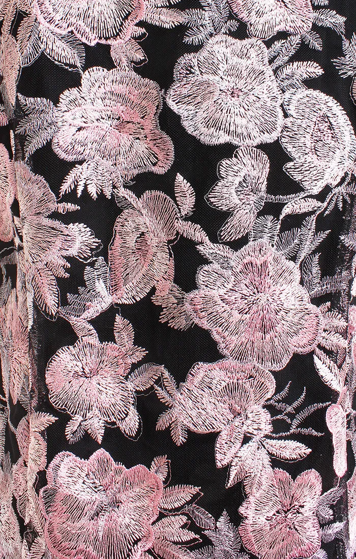 Embroidered Twinset with Solid Matte Jersey Scoop Neck Tank and Center Front Button Closure Jacket sold by Alex Evenings product image thumbnail 5