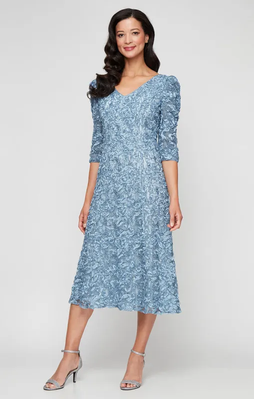 Regular - V-Neck Soutache Dress with Puff Shoulder Detail sold by Alex Evenings