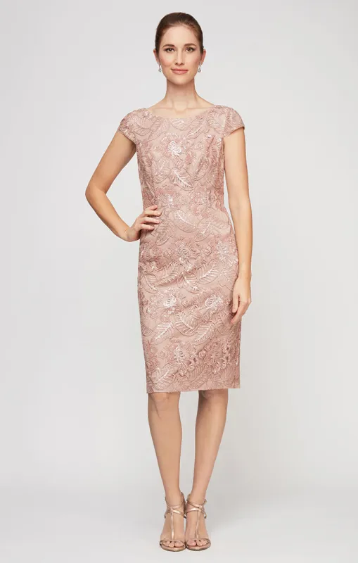 Regular - Short Embroidered Sequin Lace Dress sold by Alex Evenings