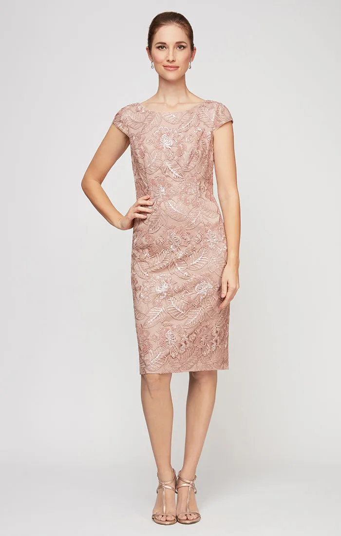 Regular - Short Embroidered Sequin Lace Dress sold by Alex Evenings