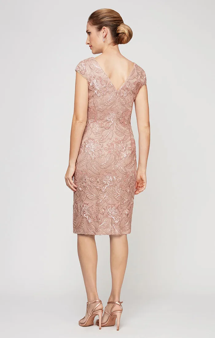 Regular - Short Embroidered Sequin Lace Dress sold by Alex Evenings product image thumbnail 2