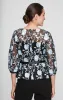 3/4 Sleeve Stretch Tulle Embroidered Blouse with Illusion Neckline, Illusion Sleeves and Tie Belt sold by Alex Evenings