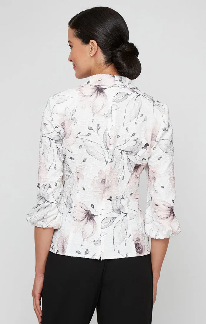 Petite Printed Jacquard Side Closure Blouse with Bubble Hem Sleeves sold by Alex Evenings product image thumbnail 2